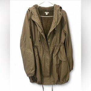 Garnet Hill 2 in 1 Sherpa Lined Jacket /Coat in Beige/Light Brown